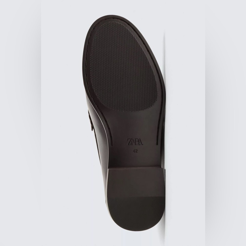 Zara Leather Two Tone Penny Loafers Brown White Preppy Old Money NWT 41 EU 8 US - Picture 11 of 12